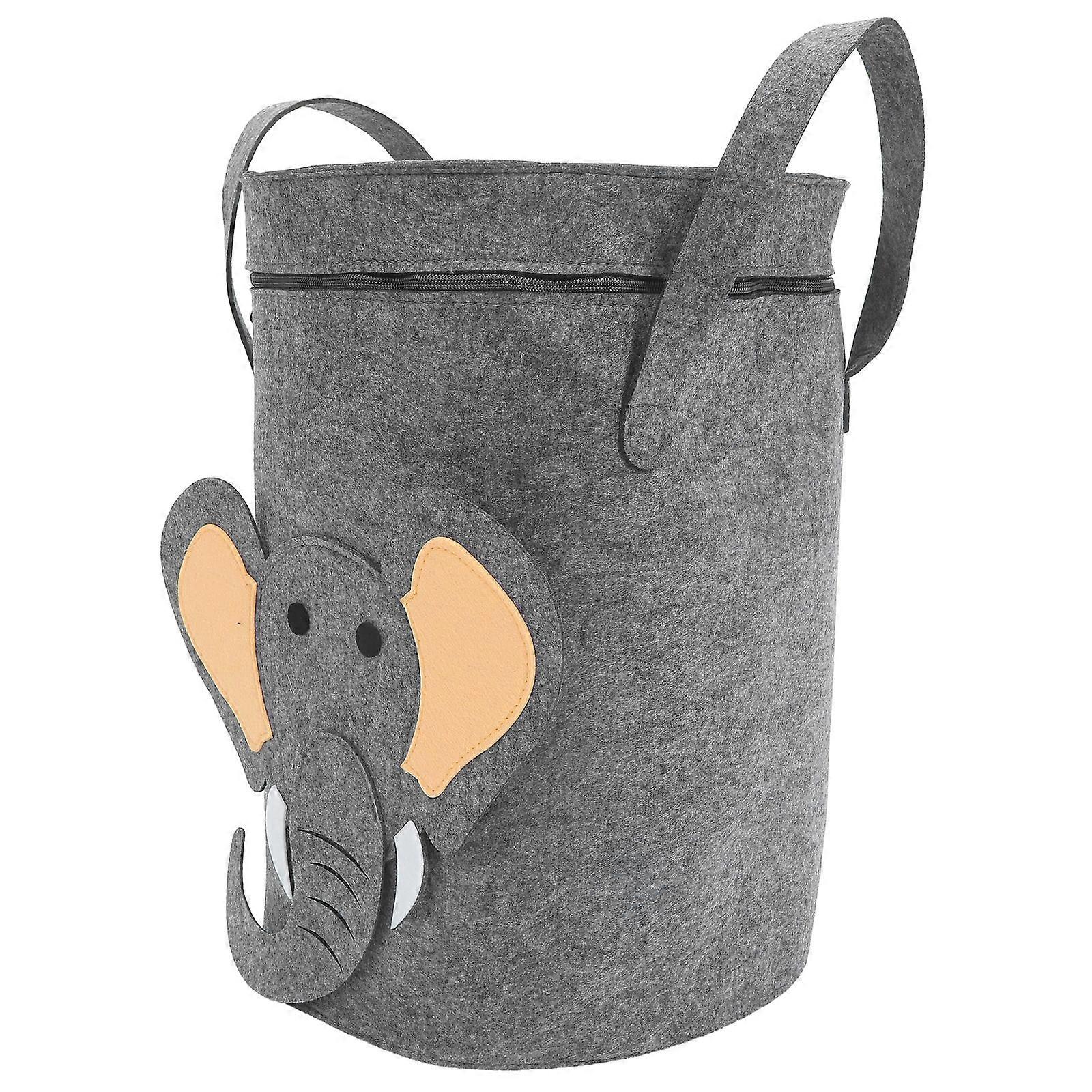 Grey Felt Laundry Hamper for Storage Use Portable with Lid