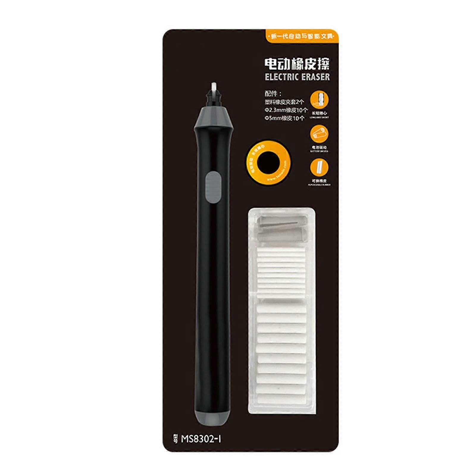 Electric Eraser Kit with Precise Erasing Control and Replacement Refills for Drawing and Sketching Black