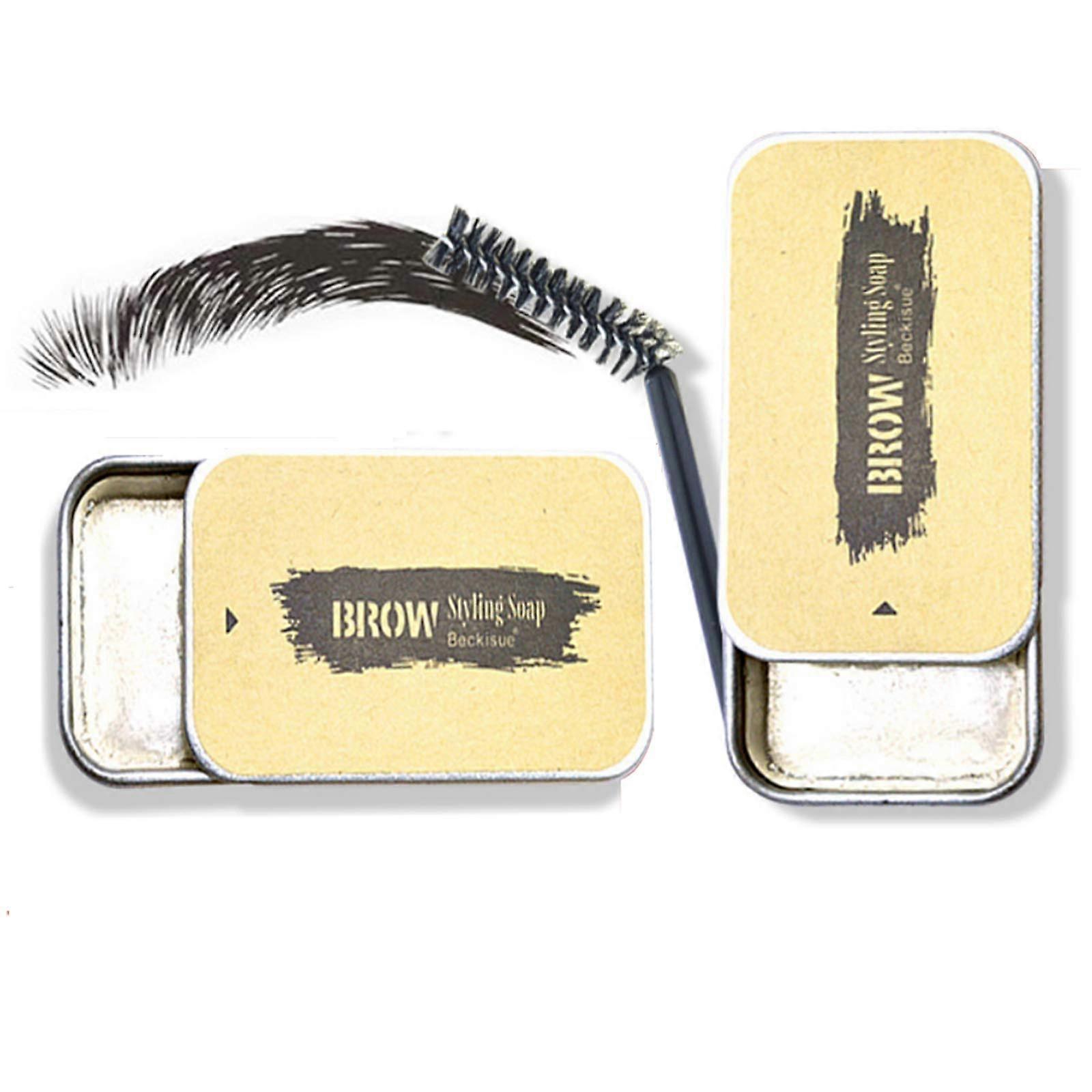 Waterproof Eyebrow Soap Kit with Brush for Fluffy Brows Styling, Smudge Proof, 2 Pcs