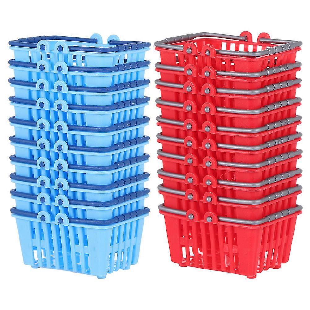 Mini Shopping Basket Plastic Toy for Playing 20Pcs with Handle Assorted