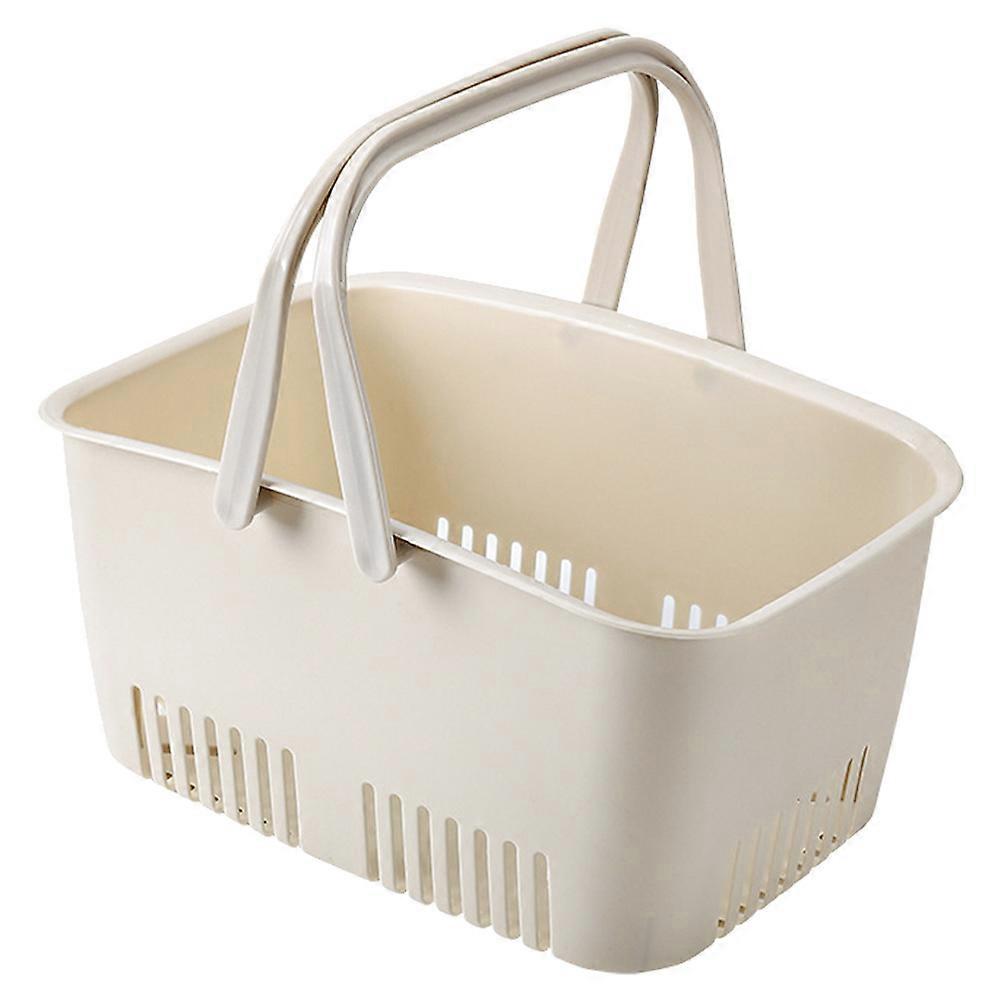 Household Organizer Handheld Bathing Basket for Storage Use Beige Plastic