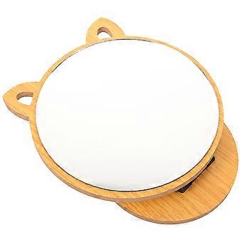 Wooden Makeup Mirror for Bathroom Desk Portable Glass and Wood