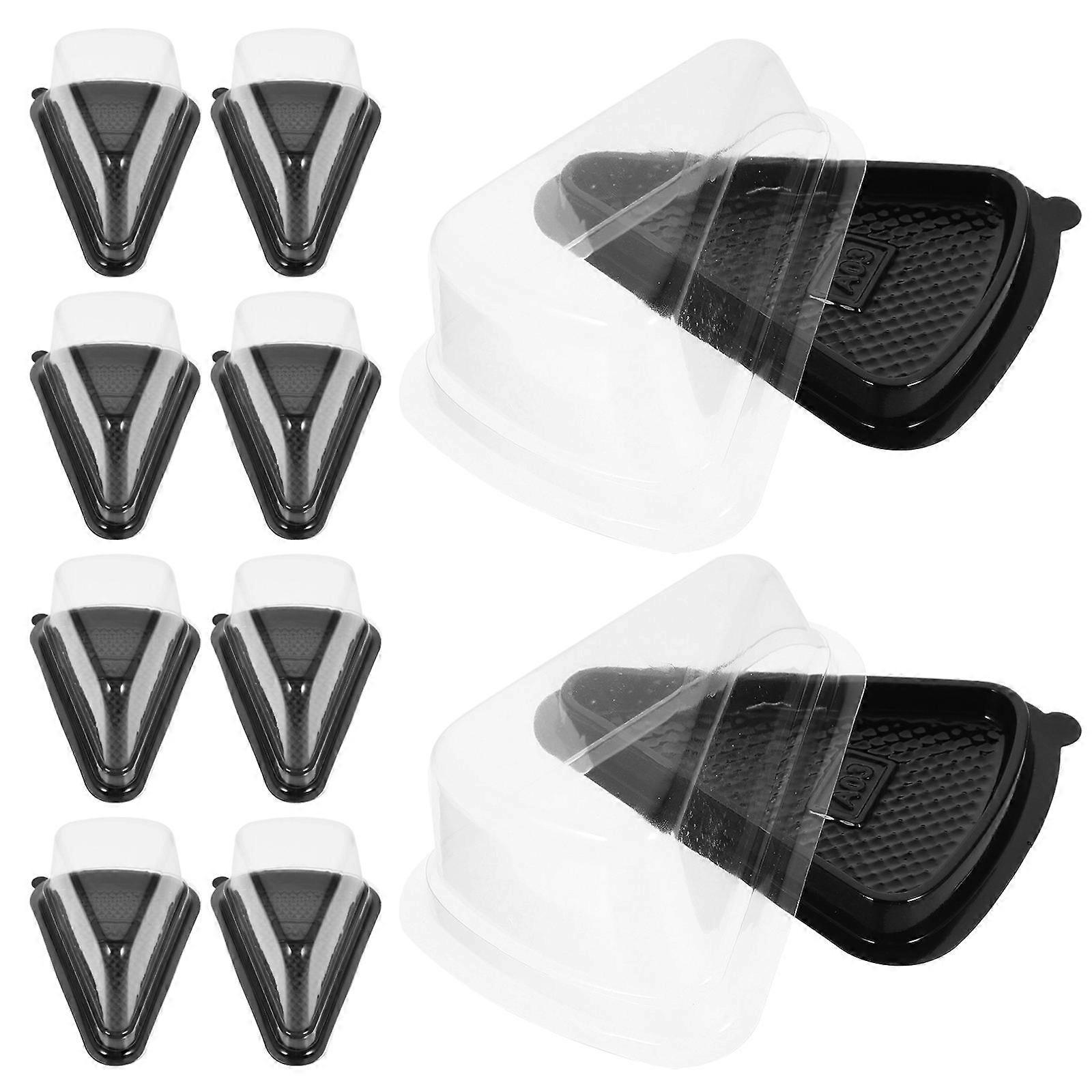 Triangle Cake Boxes Plastic Packaging for Storage 10Pcs Black Designed