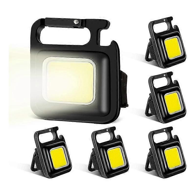 6 Pack Cob Small Flashlights Bright Rechargeable Keychain Mini Flashlight 500 Pocket Flashlight