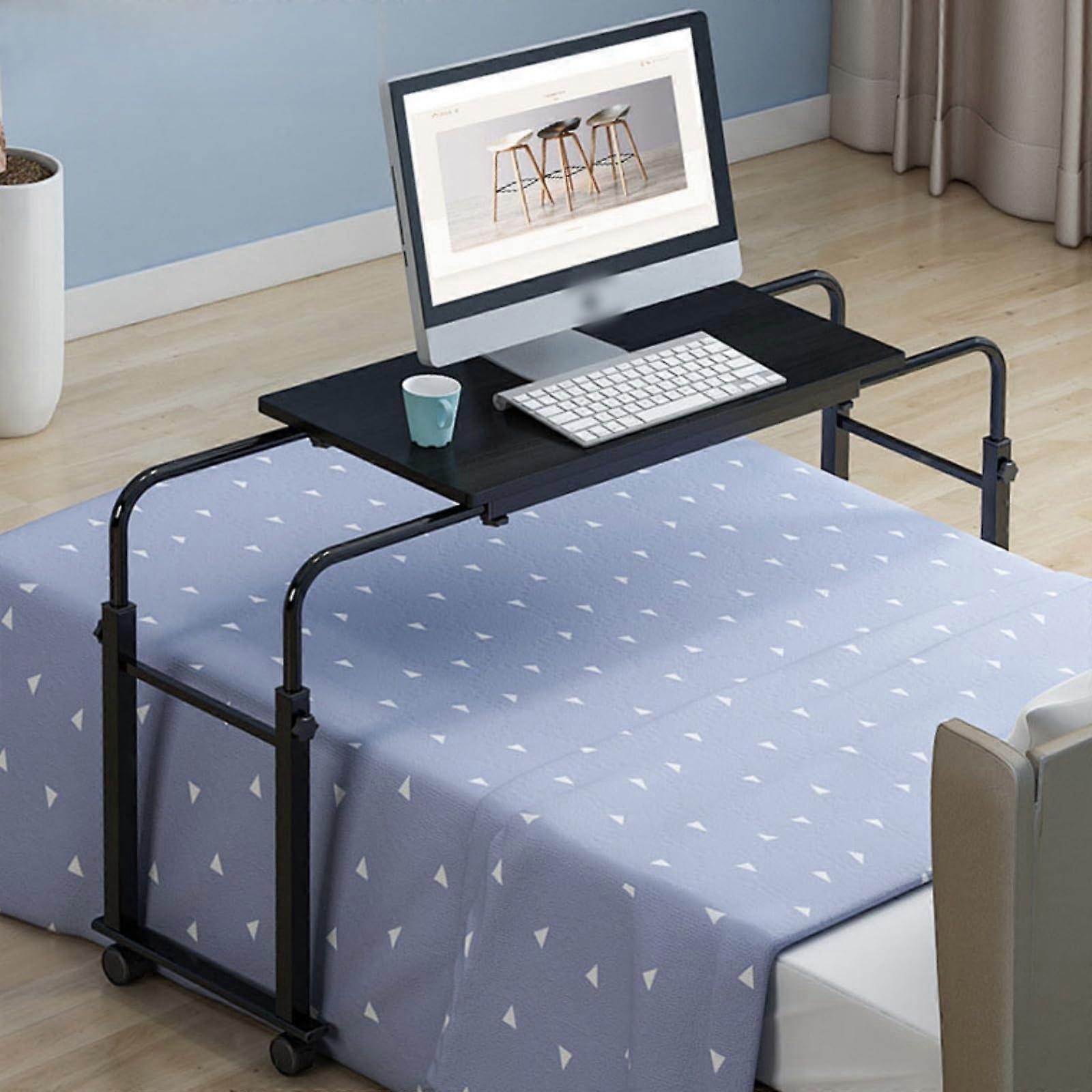 Overbed Table with Wheels Adjustable Height Tilting Surface Bed Desk for Laptop and Reading