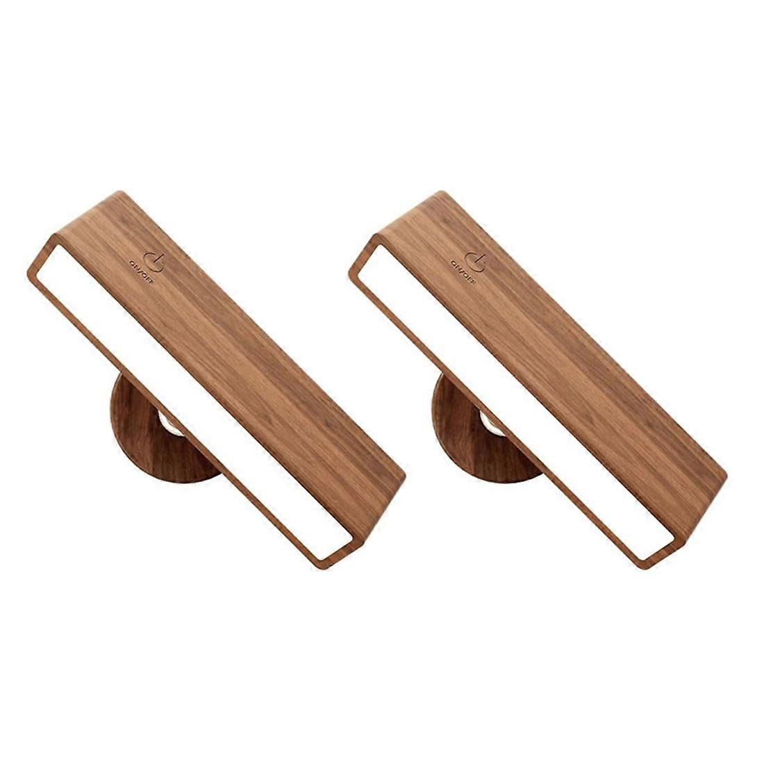 2 Pack Solid Wood Wall Sconces Rechargeable Night Lamps 360 Rotation Dimmable Touchable Wall Reading Lights for Bedside