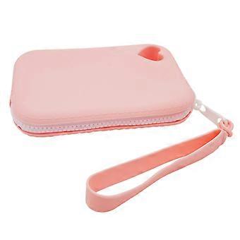 Nécessaire de silicone para maquiagem, à prova d'água e poeira, organizadora de cosméticos para viagem, reutilizável, rosa.