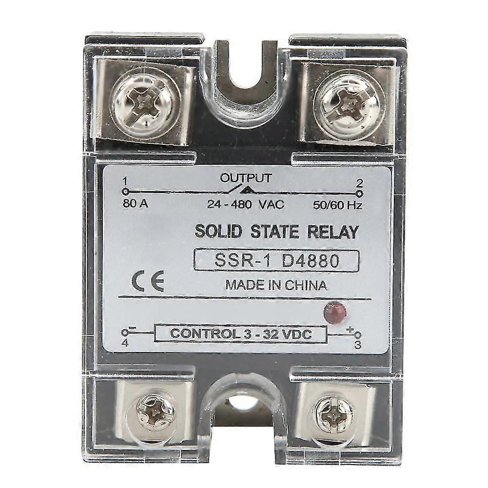 SSR-80-DA Solid State Relay, SSR Solid State Module DC Controlled AC 3-32VDC 24-480VAC for Industrial Fields 7AC6N