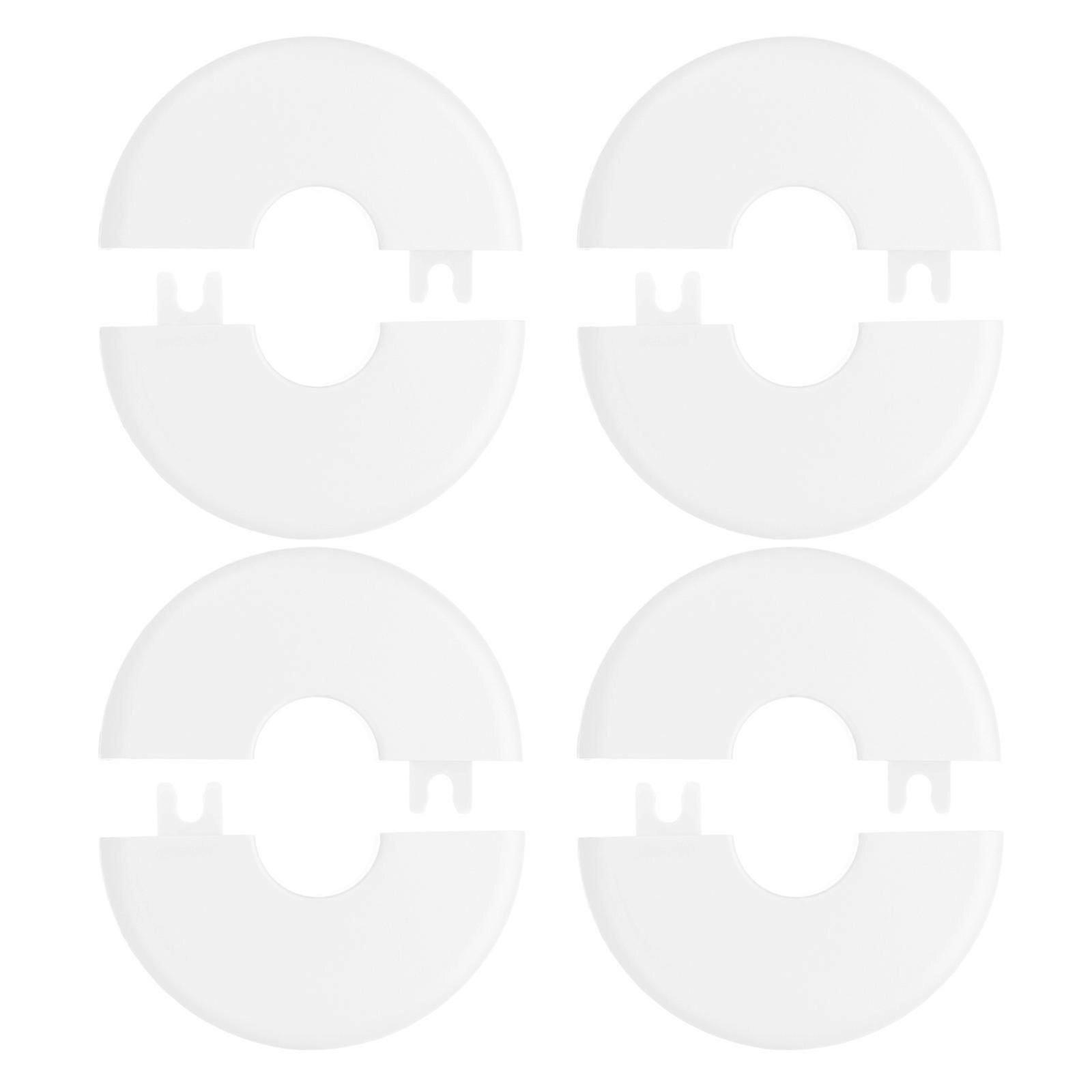 Wall Split Flange Escutcheon Plate for Pipe Covering 4Pcs White Ppr