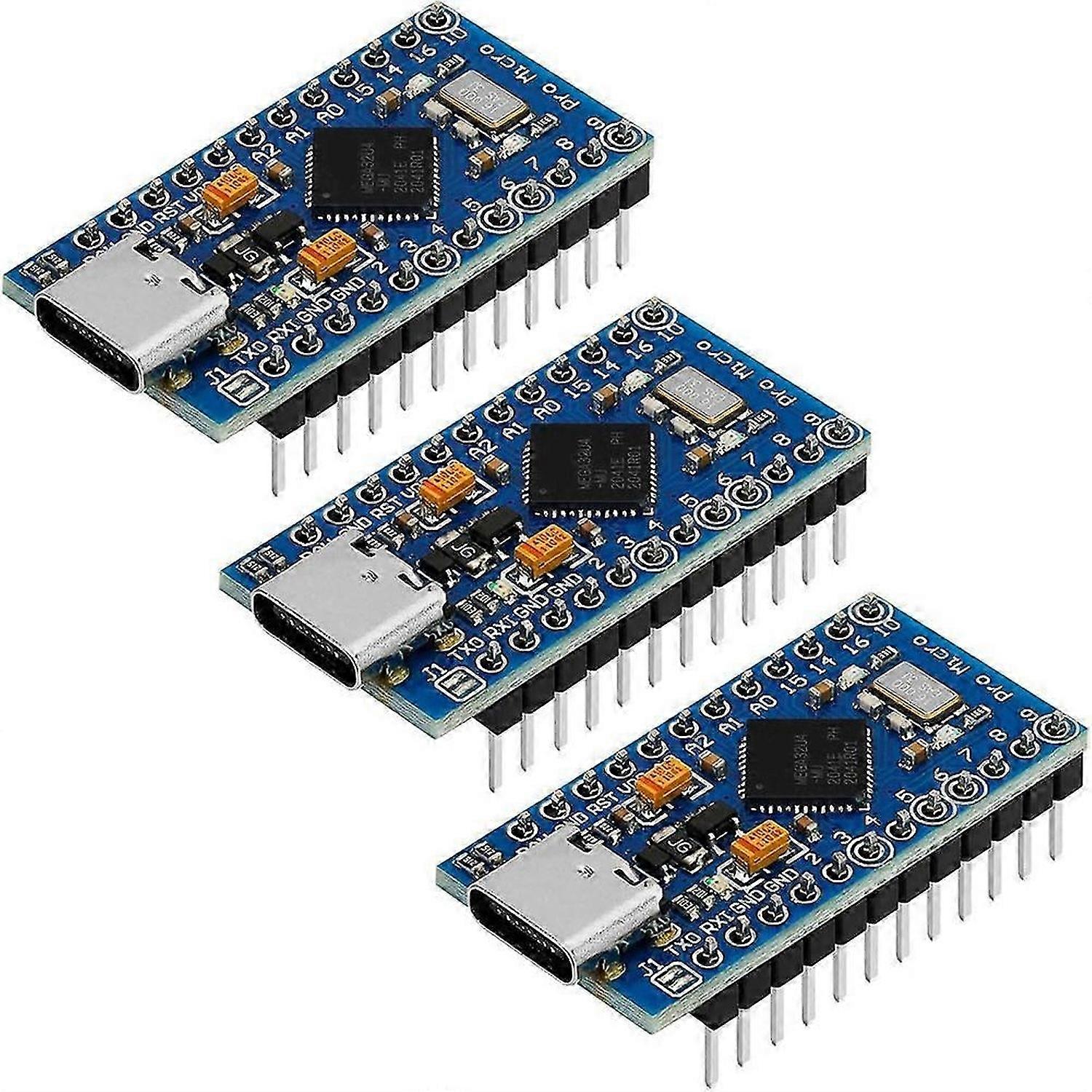 3 Pack Pro Micro Board Module Atmega32U4 5V 16MHz USB Programming Development Board Microcontroller, for AR Duino IDE