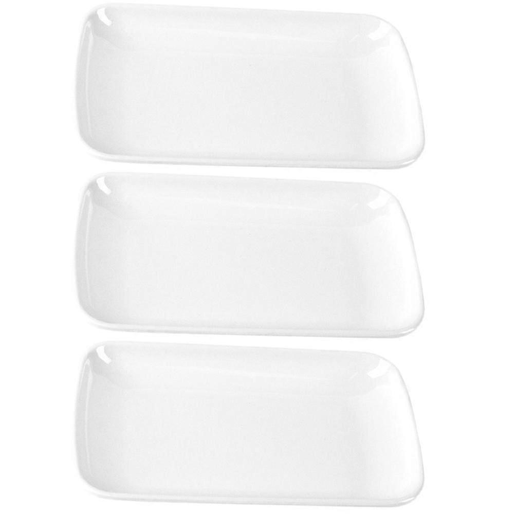 Fast Food Small Plates Rectangular Plate for Serving 3Pcs White
