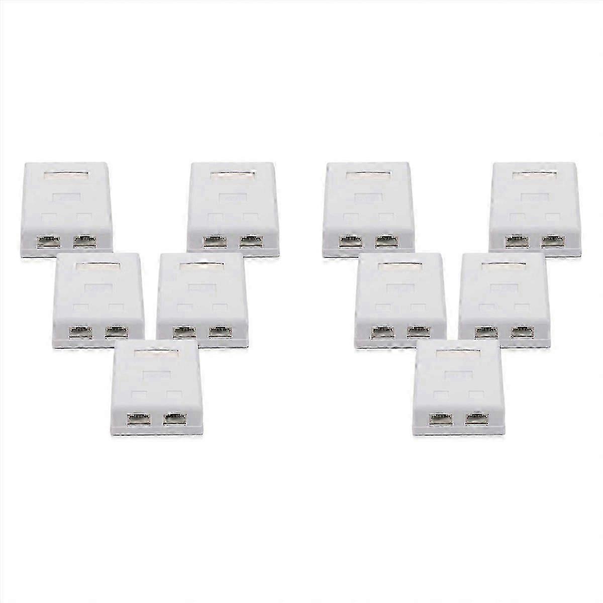 10X RJ45 Network Socket - Shielded Mounted Double Wall Socket with CAT6A Ethernet LAN Cable Port
