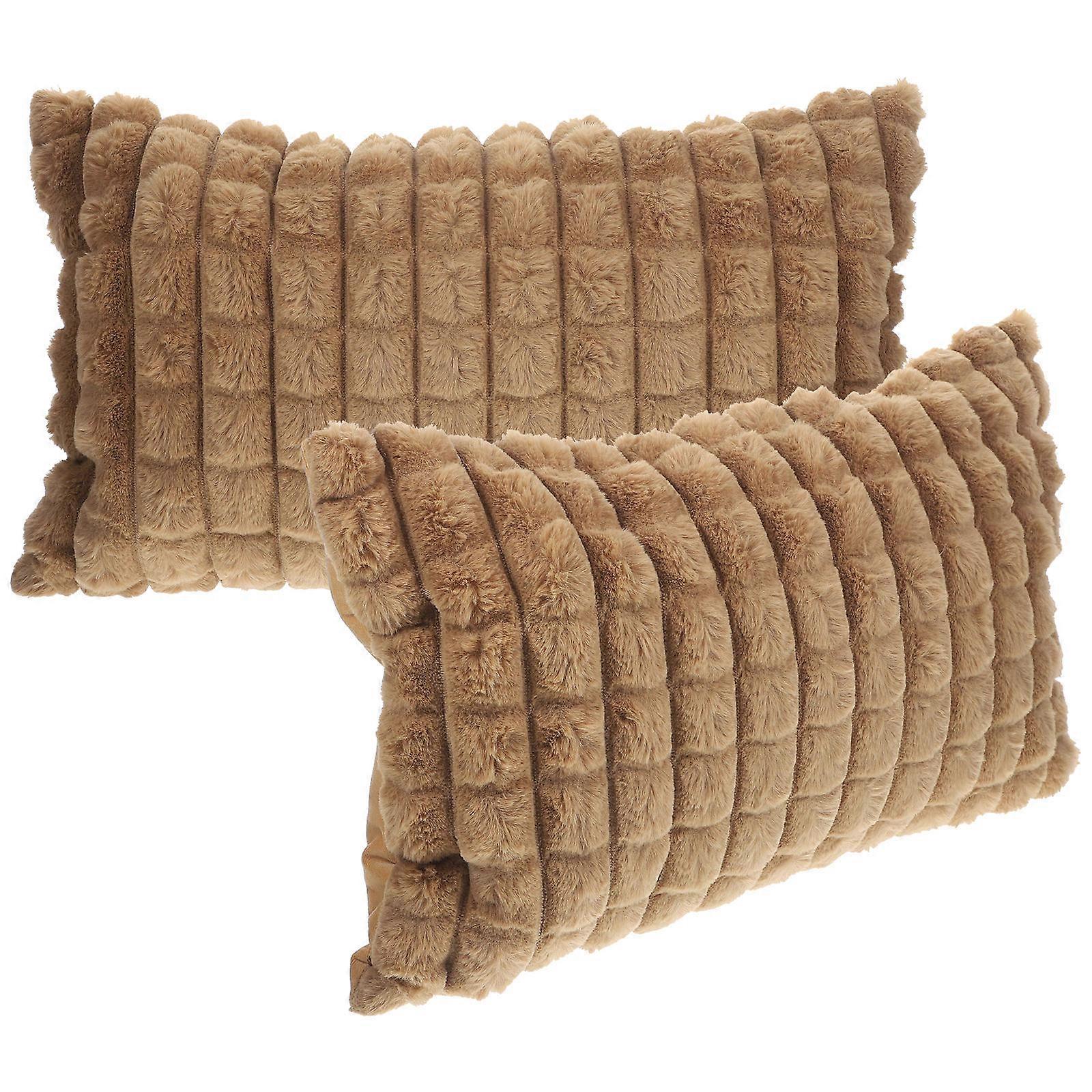Decorative Long Plush Pillow Covers with Comfortable Cushion Function 2Pcs