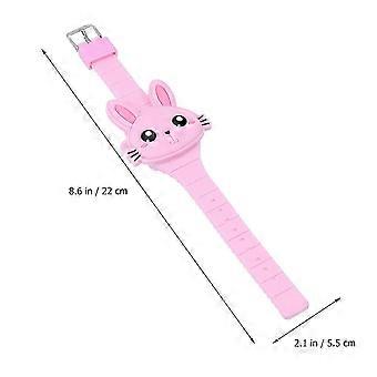 Kanin Digitalklokke Barne Silikonklokke Kaninformet Armbåndsur Lys Rosa Tidssjelende Bursdagsfester 1 Sett