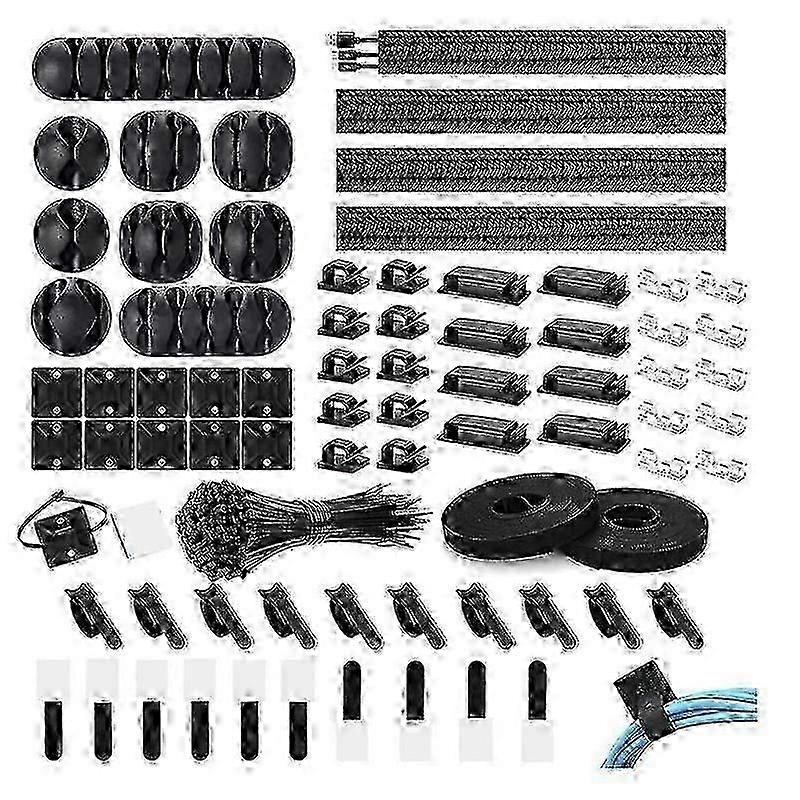 173 Pcs Cable Management Organizer Kit, Adhesive Cable Clips Holder,Cable Ties,Adhesive Wall Cable