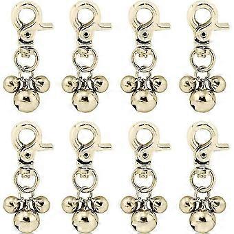 8 Pack Metal Pet Collar Bells, Loud Dog Cat Training Bell with Triple Bell, for Small Medium Pets, Gold