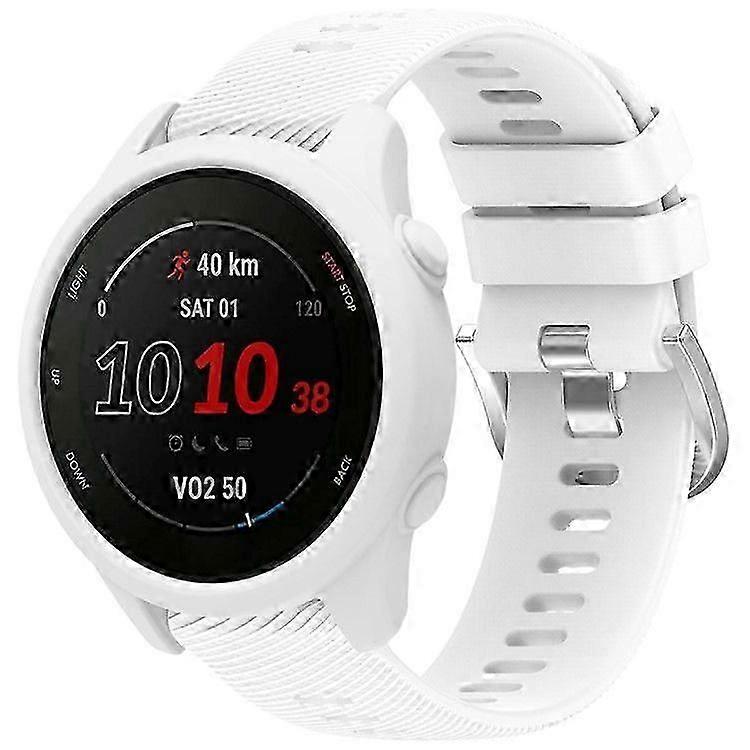 For Forerunner 255/forerunner 265 Cross-texture Silicone With Watch Case  White