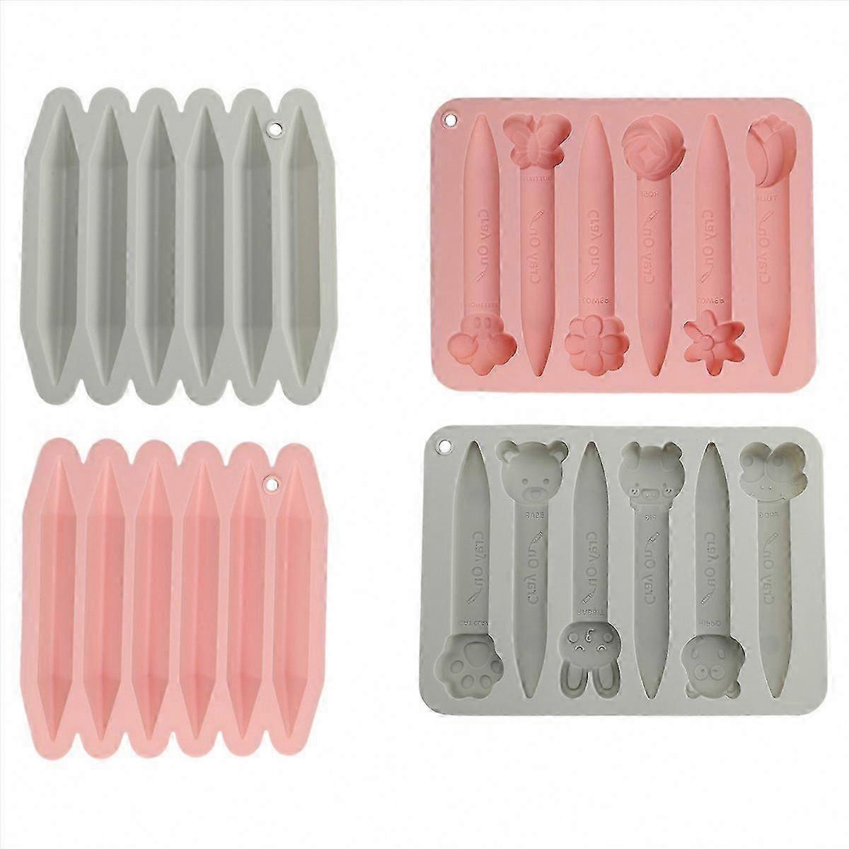 4 Pack Assorted 3D Triangle Crayon Silicone Molds for Chocolate
