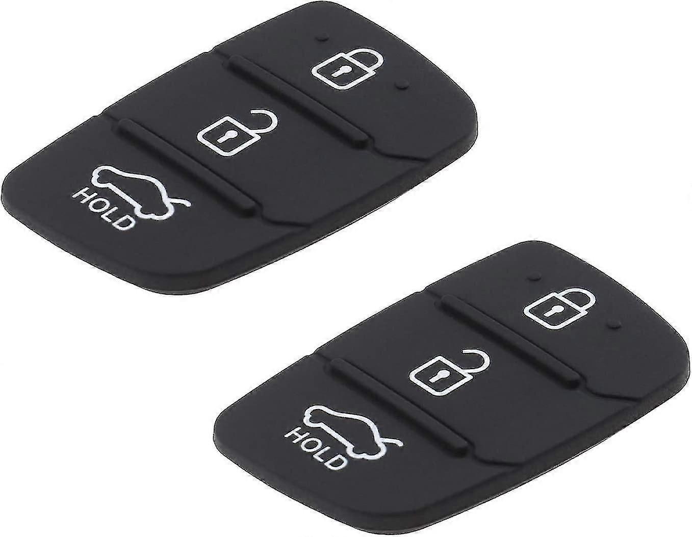 2 Pack 3-button Rubber Key Pads Black Button Pads For Auto Car Smart Remote Key