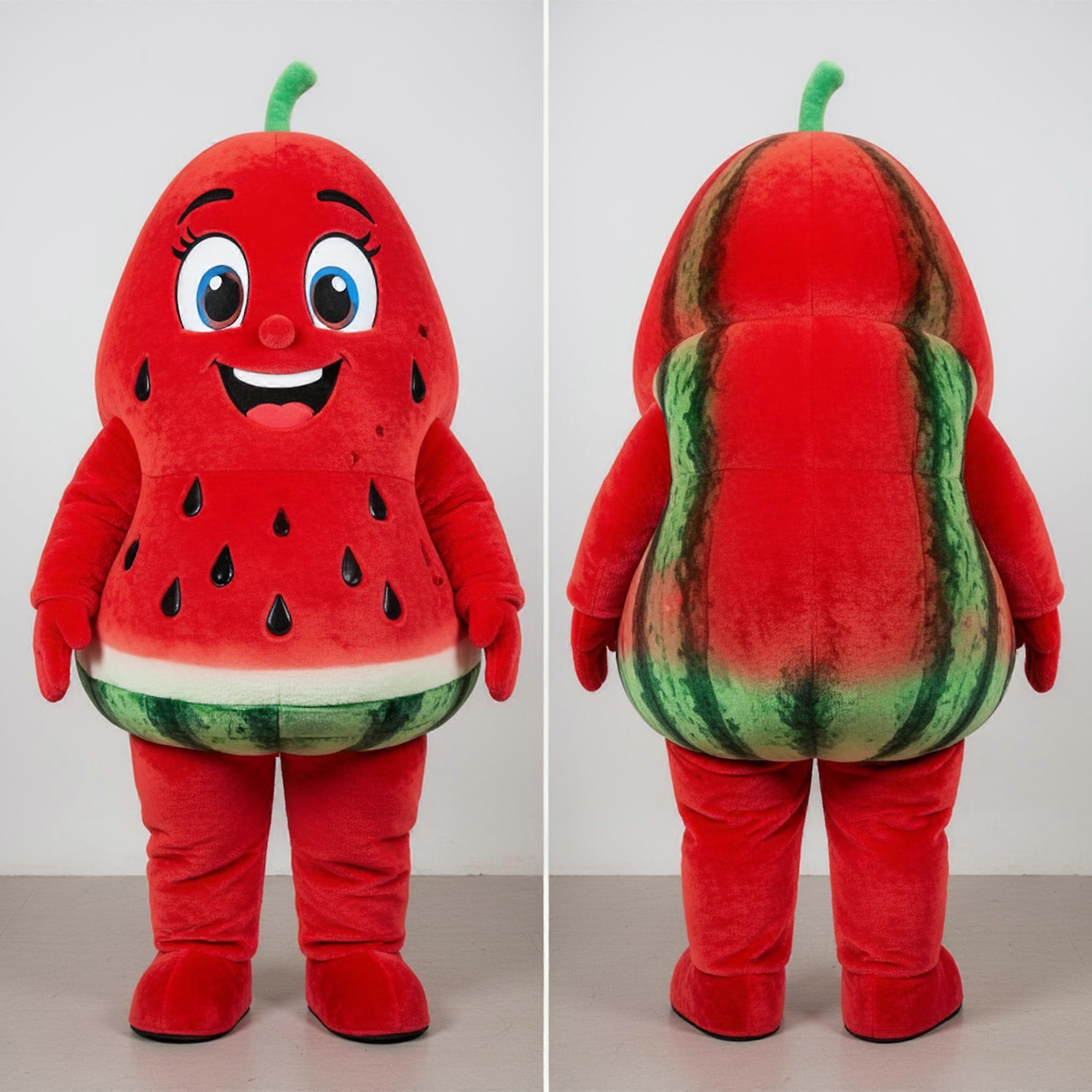 MASTICOT Vibrant Red Rounded Cartoon Watermelon Mascot