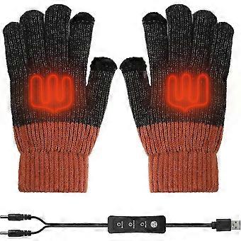 Usb beheizte Handschuhe für Männer und Frauen, Winter Full Fingers Strickwärmer Handschuh, 3 einstellbare Temperatur Elektrische Touchscreen-Handschuhe