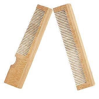 Khaki Bamboo Mustache Comb for Men Beard Grooming 2Pcs Pack
