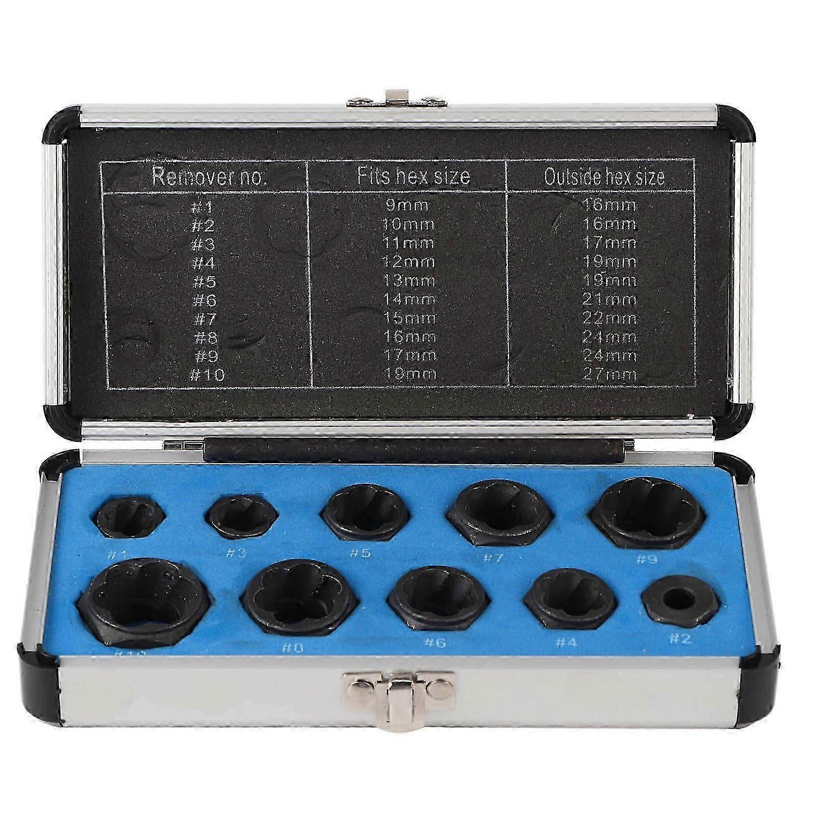 11pcs/ Set 9-19mm Damaged Nut Bolt Remover Stud Extractor Locking Socket