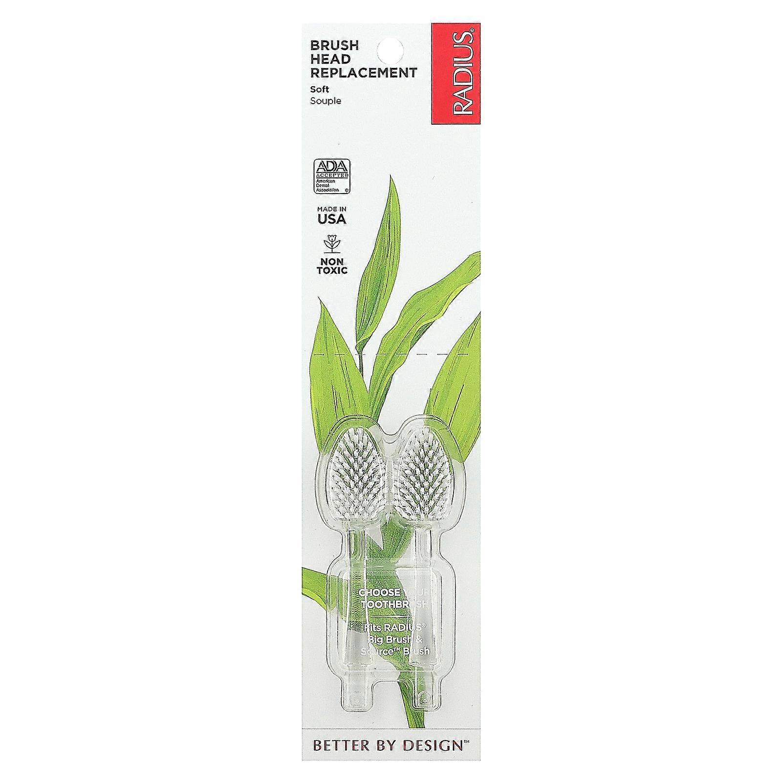 4 x RADIUS, Brush Head Replacement, Soft, 2 Pack