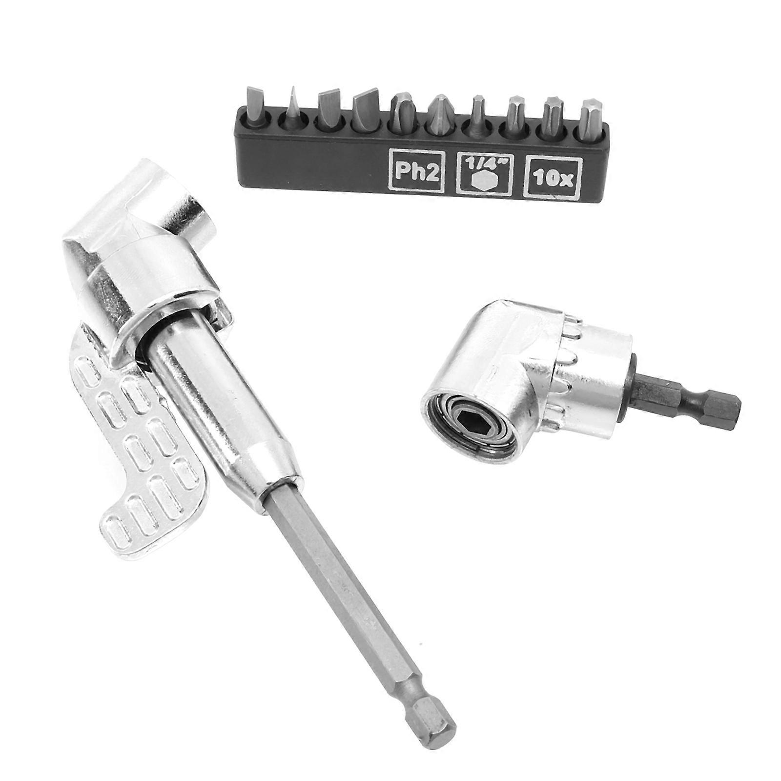 Screwdriver Batch Extension with 2Sets 105 Degree Right Angle Adapter Bits