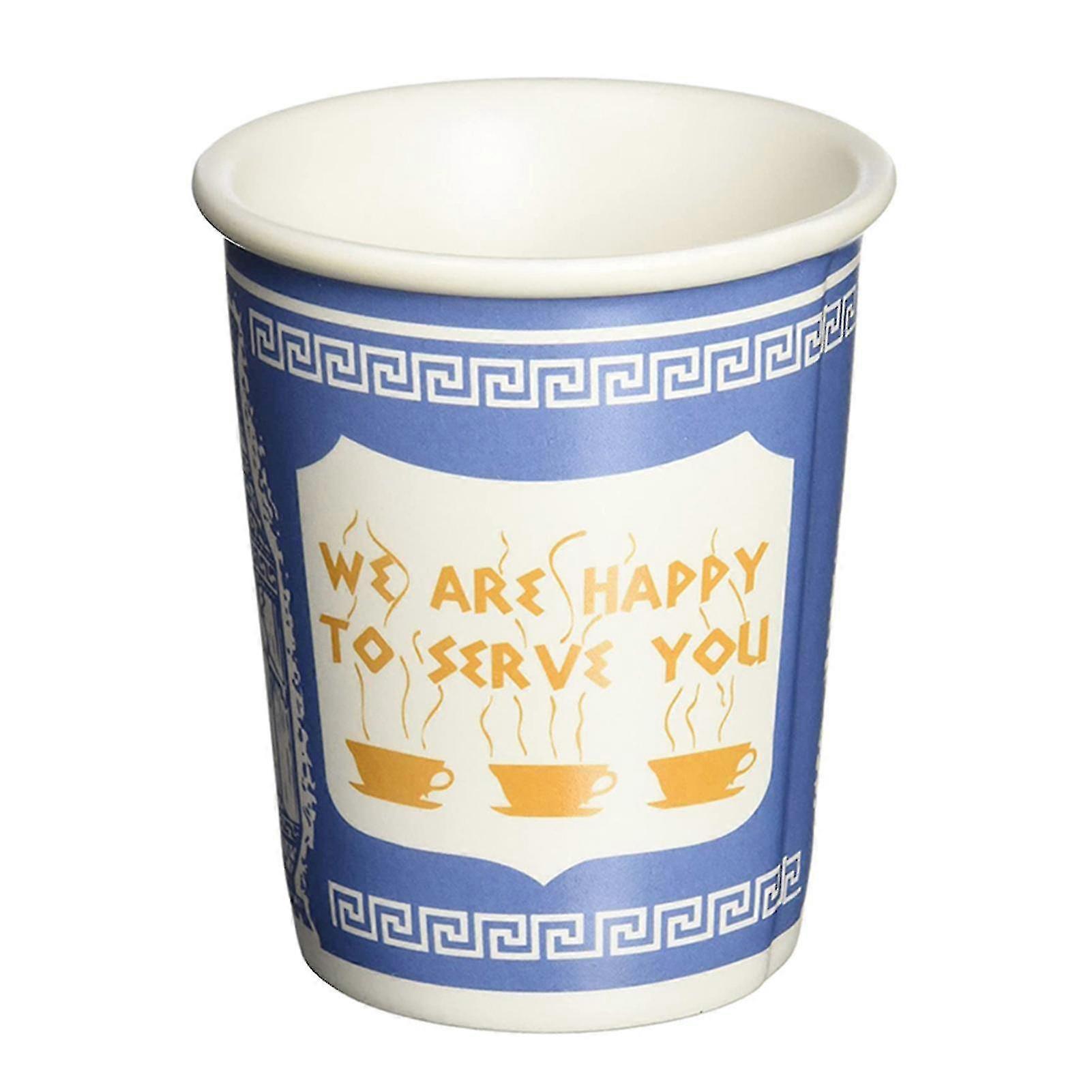 Retro Blue White Ceramic Coffee Cup