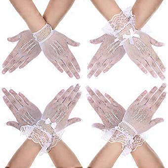 Wedding Gloves for Bride Lace Gloves with 48Pairs White