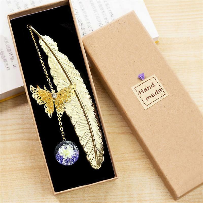 Exquisite Leaf Butterfly Metal Bookmark