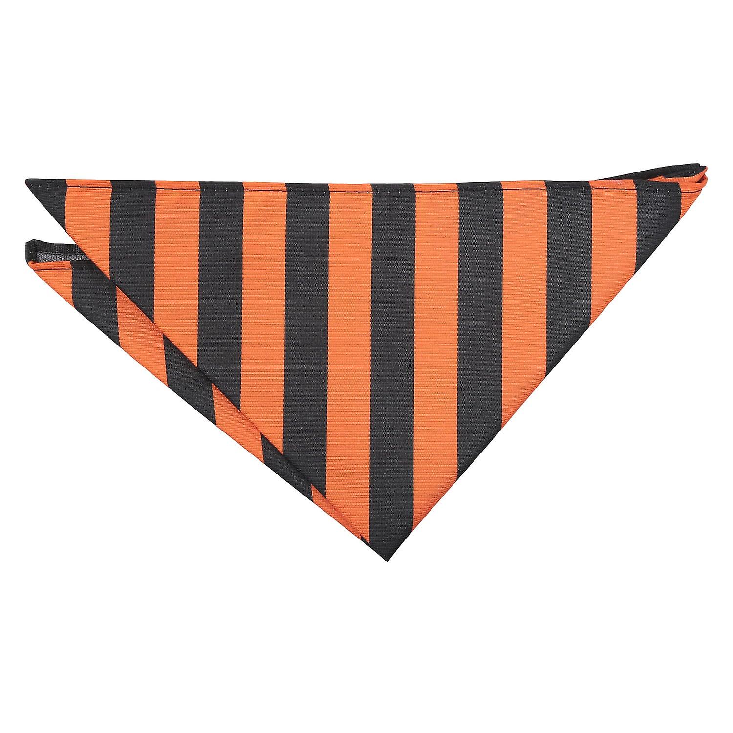 Orange and Black Classic Stripe Pocket Square