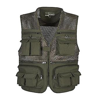 Fly Fishing Mesh Vest Mutil-Pocket Outdoor Fishing Waistcoat 3XL Khaki