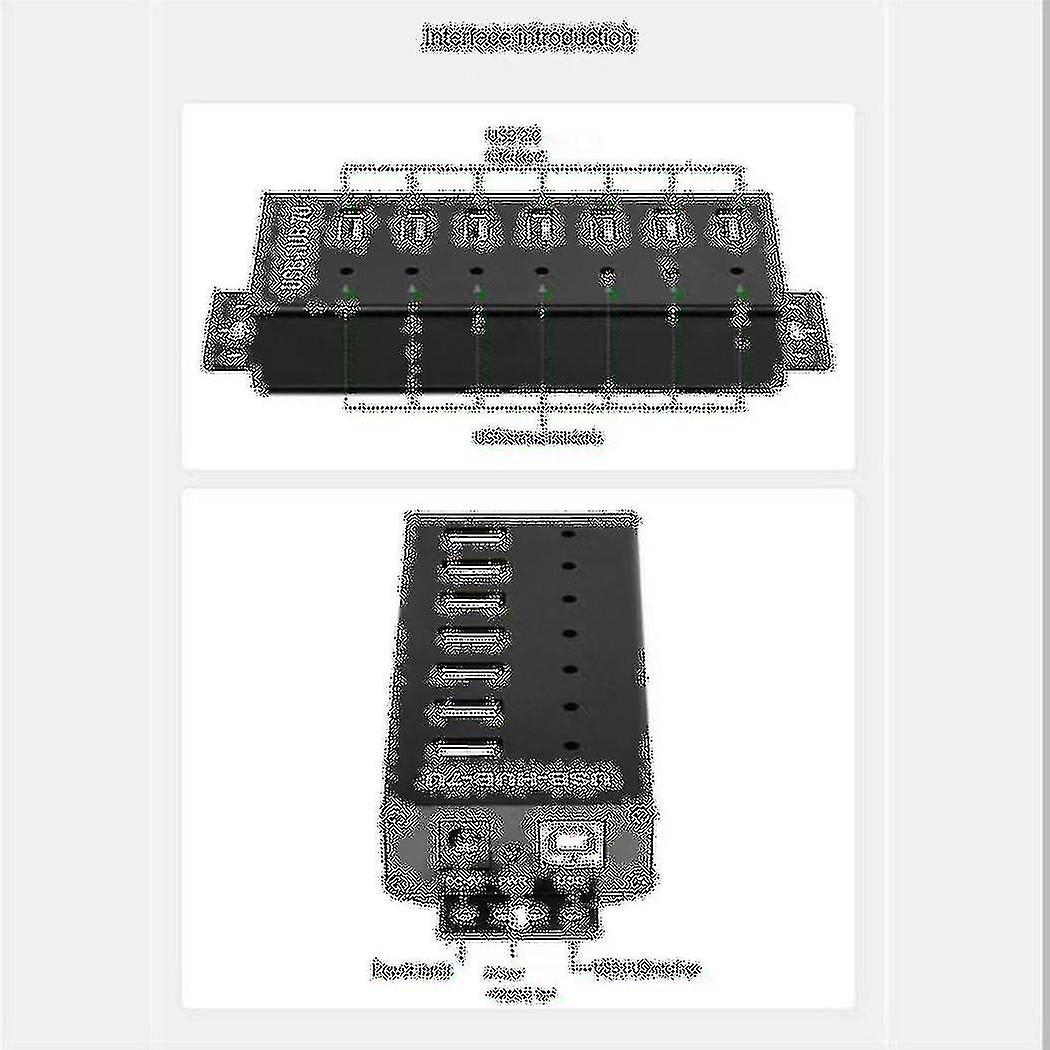 Industrial Grade 7-port Usb Hub Usb2.0 Multi Interface Hub Docking Station Converter Expansion Adap