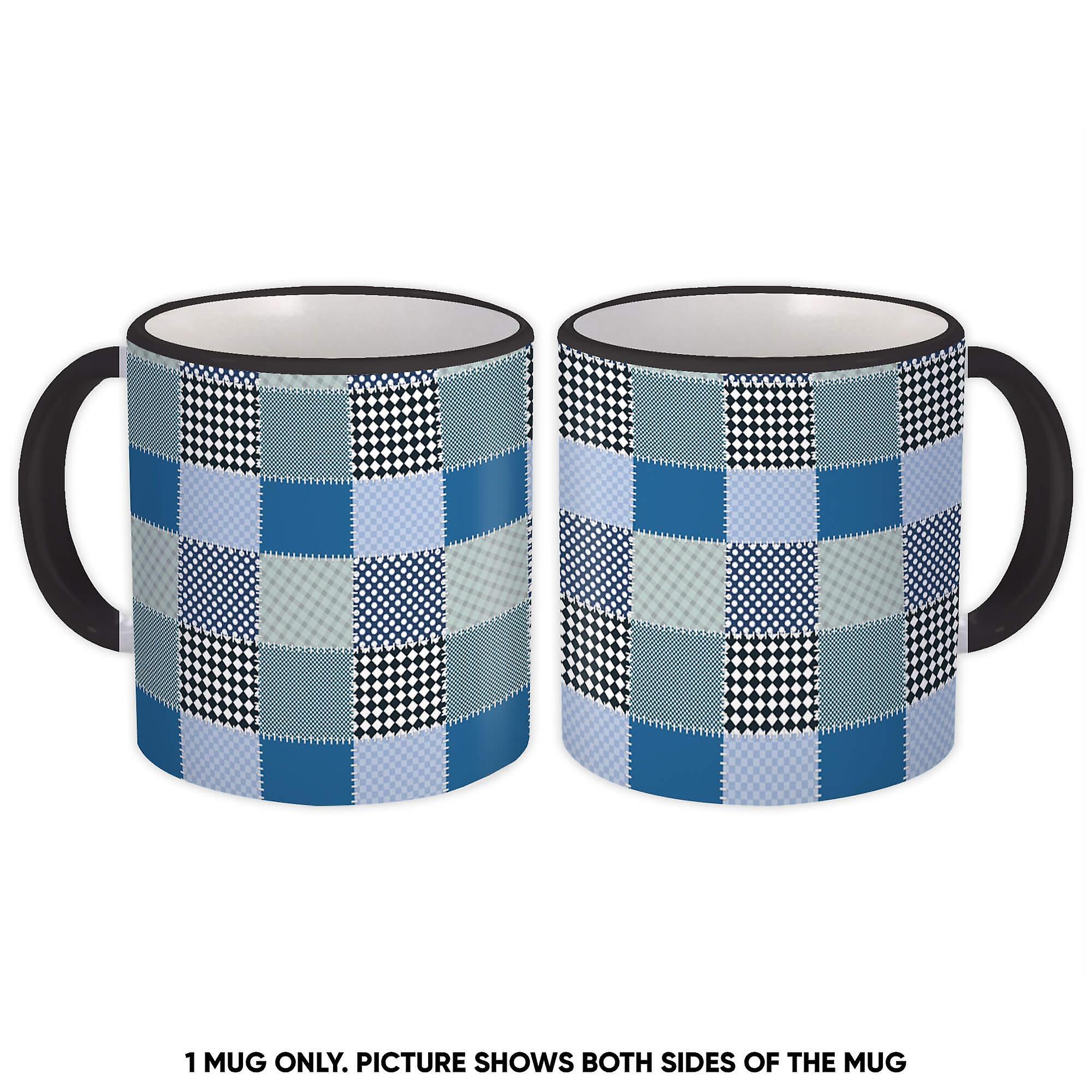 Gift Mug: Patchwork Stitches Tartan Pattern Polka