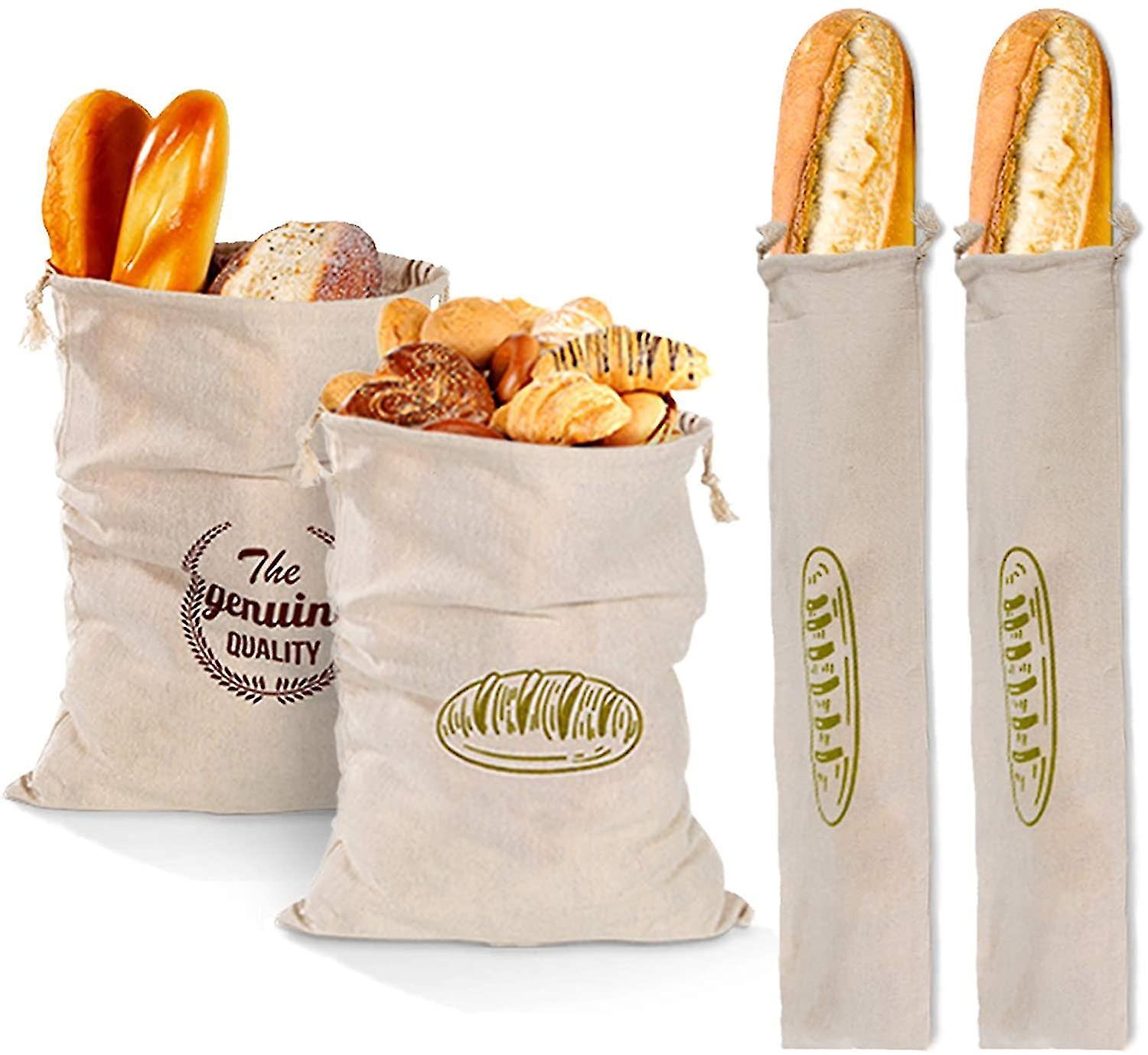Fong Fong Pcs Linen Bread Bags, Bread Bags To Keep Bread Fresh Breathable Food Drawstring Storage Ba