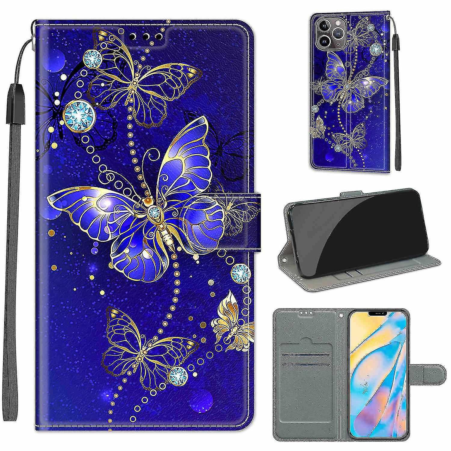 Compatible With Iphone 12 Pro Max Blue Butterfly Mobile Case
