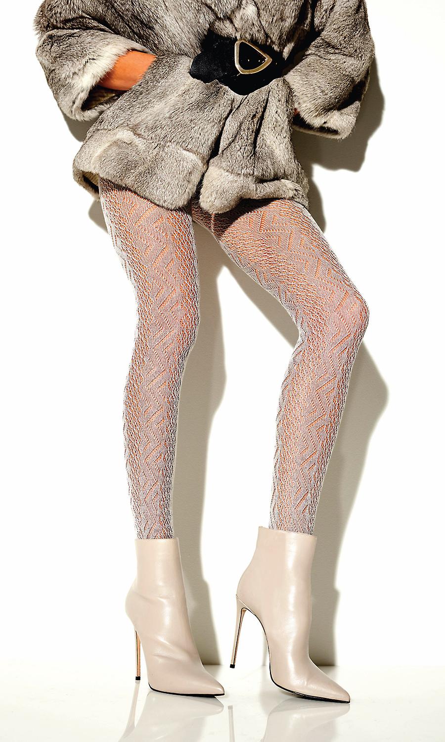 "Val d'Isere" 70 Den Tights Geometric Knitted Grey | Girardi