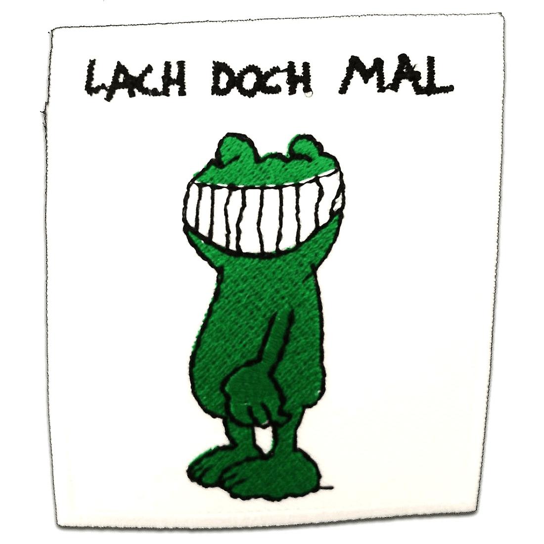 Patch / iron-on patch - Lach doch mal - white - 6.8 x 7.6 cm - Appliqué patch