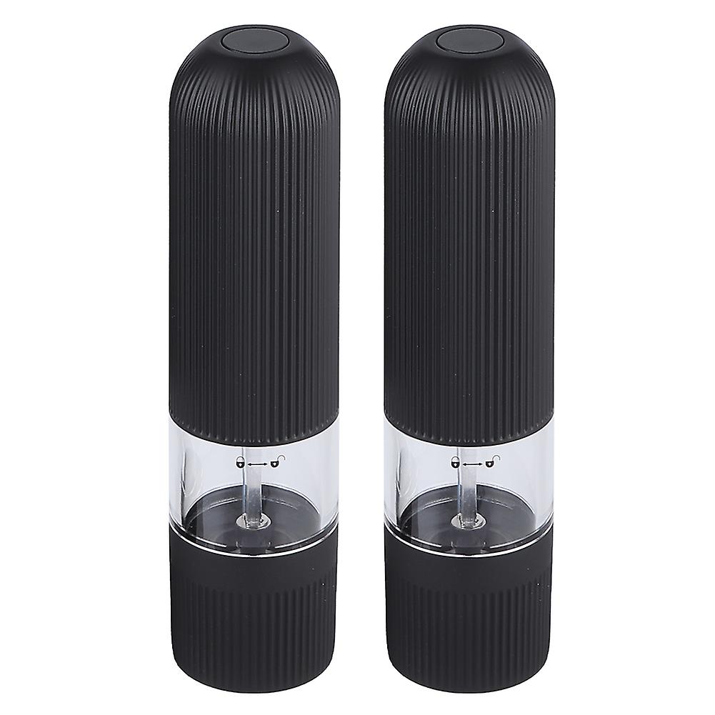 2Pcs Black Electric Pepper Grinder 5x20.5cm Portable Kitchen
