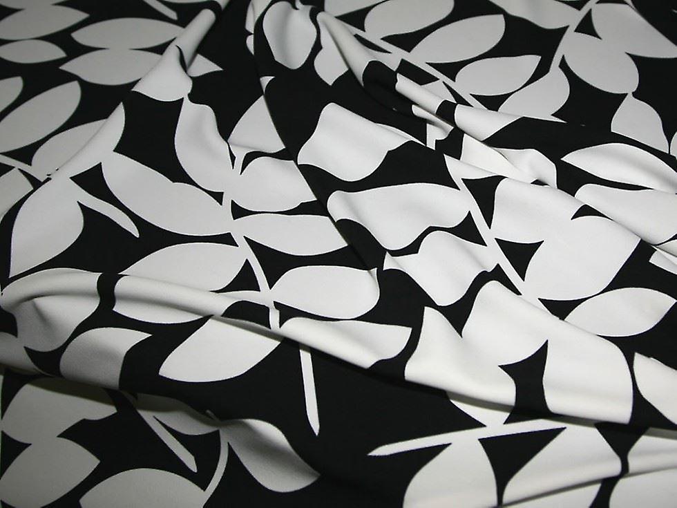 1.4m Soft Polyester Crepe Fabric Black/Ivory - per metre