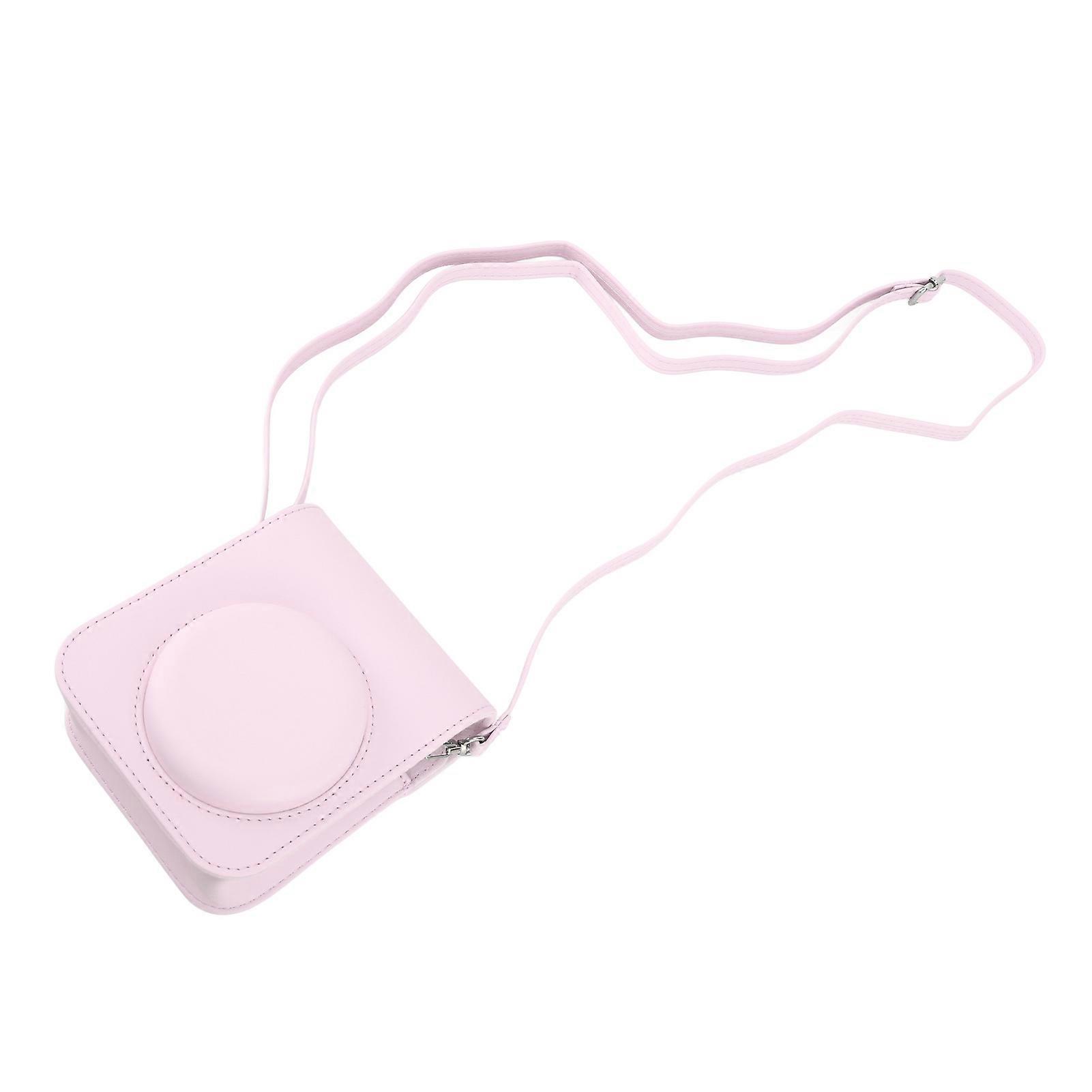 Mini Instant Camera Protective Bag PU Camera Case With Adjustable Shoulder Strap For Fujifilm Instax Mini 12 Camera Light Pink 