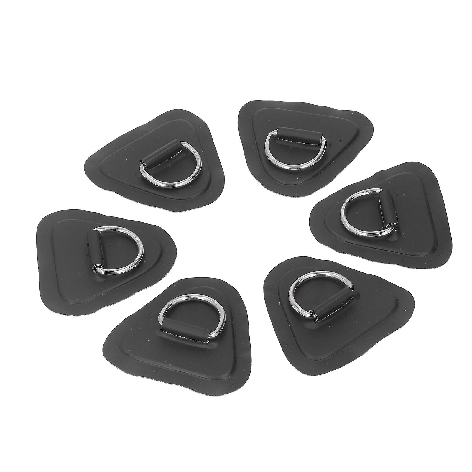 6Pcs PVC D Ring Patch Elastic Rope Set Stainless Steel D Ring Patch Bungee Cord Set for Inflatable Boats Canoes Kayaks Surfboards Vertical Paddle Boa