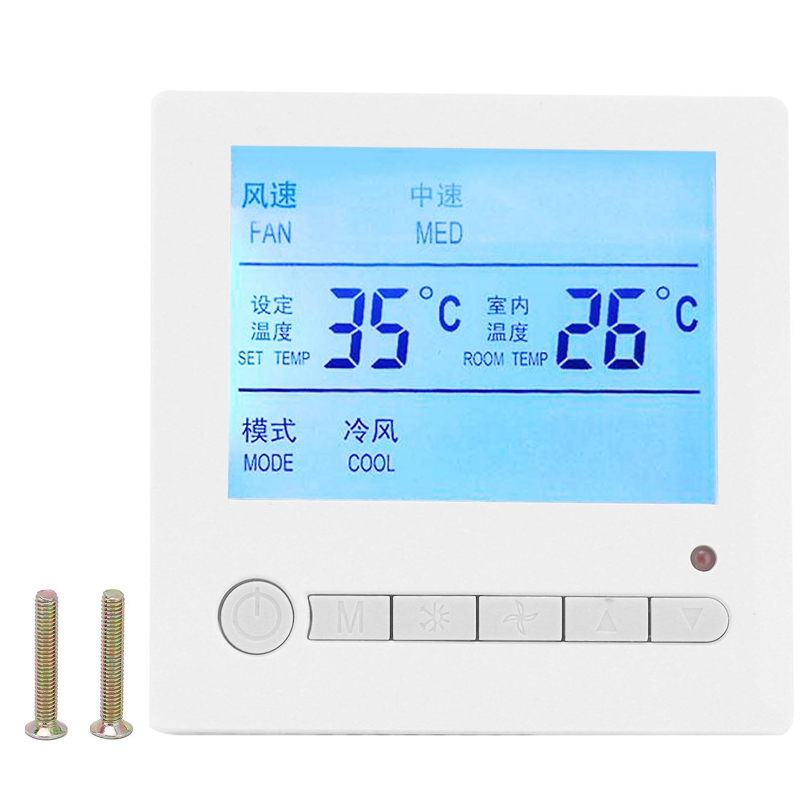 AC220V Intelligent LCD Thermostat Fan Coil Temperature Controller Air Conditioning Panel Switch