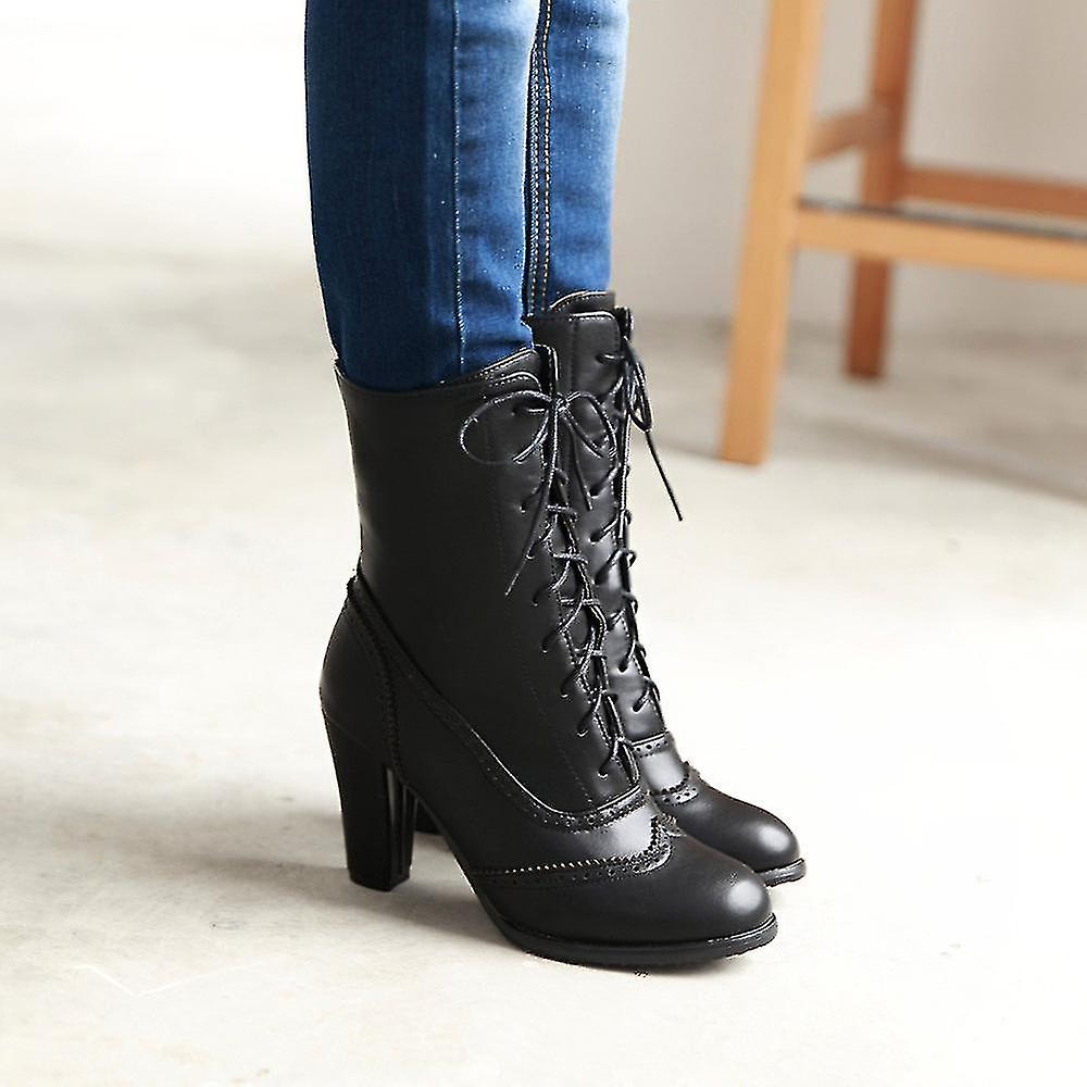 Long Boots Female High Tube Lace-up Low Heel