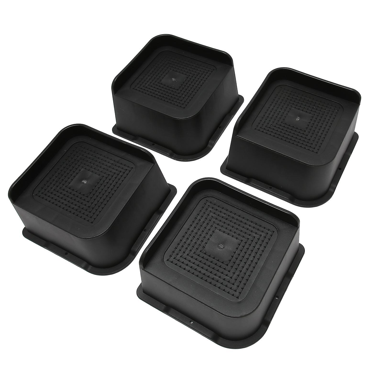 4PCS Black ABS L Shape Anti Slip Bed Risers 7.6cm/3in