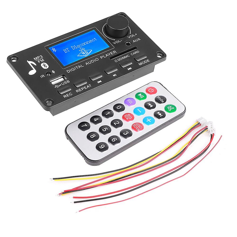 12V Lcd Bluetooth V5.0 Mp3 Decoder Board Wav Wma Decoding Mp3 Player Audio Module Support Fm Radio Aux Usb With Lyrics Display