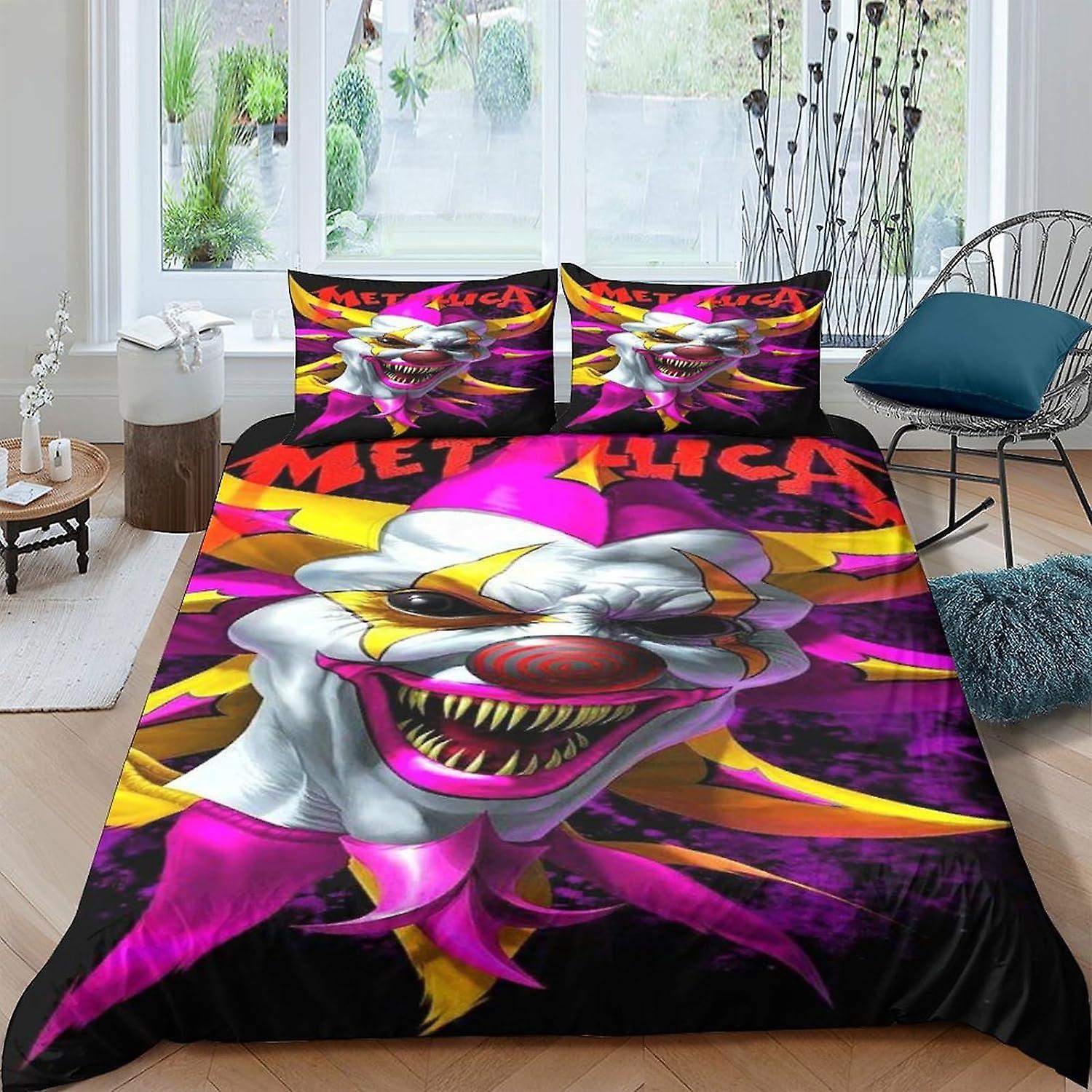 ARIJORJA 3D Printed clown Pattern Bedding Set for Kids Adults,abstract Duvet Cover with Pillowcases,abstract Microfiber Cover with Zipper Closure