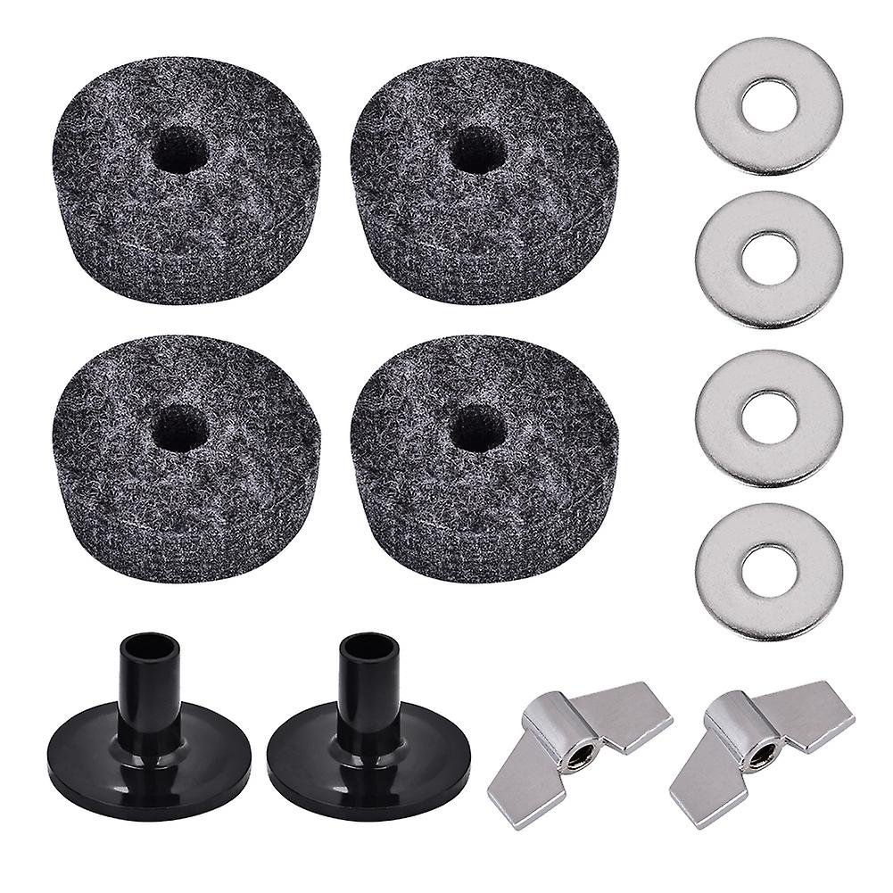 Drum Felt Washer Cymbal Stand Sleeve Replacement Parts Set with Durable Plastic Wing Nuts for Secure Fit